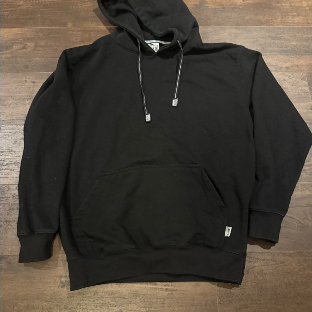 Black Pullover Hoodie with Drawstring Hood